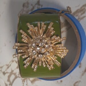 J. Crew Green and Gold Statement Bracelet